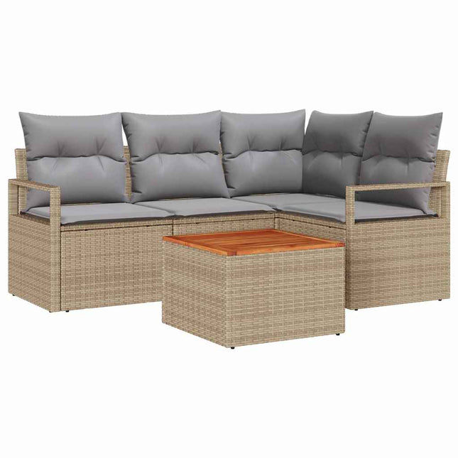 Havesofa Sæt 5 stk. Beige polyrattan