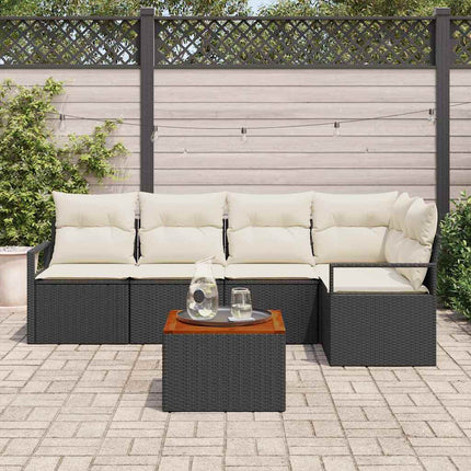 Havesofa Sæt 6 stk. Sort polyrattan