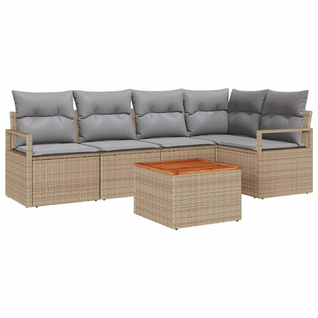 Havesofa Sæt 6 stk. Beige polyrattan