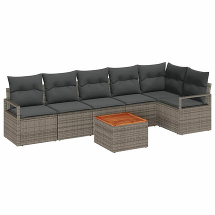 Havesofa Sæt med pude 7 pcs Grå polyrattan