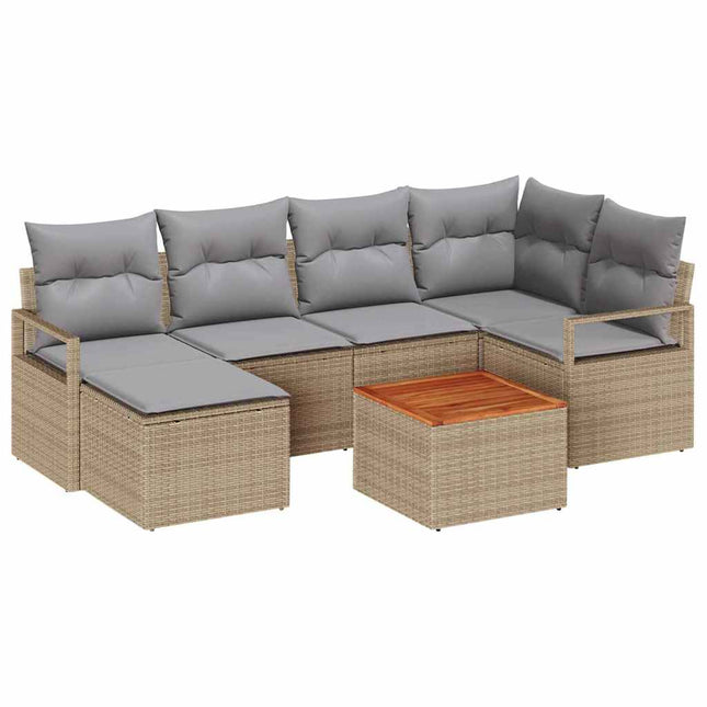 Havesofa Sæt med pude 8 pcs Beige polyrattan