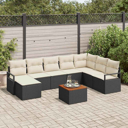 Havesofa Sæt 9 stk. Sort polyrattan