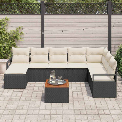 Havesofa Sæt 9 stk. Sort polyrattan