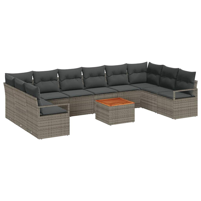 Havesofa Sæt med pude 11 pcs Grå polyrattan