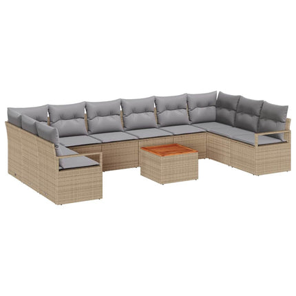 Havesofa Sæt 11 stk. Beige polyrattan