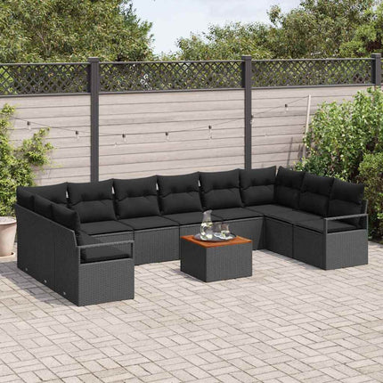 Havesofa Sæt 11 stk. Sort polyrattan