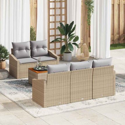 Havesofa Sæt 6 stk. Beige polyrattan