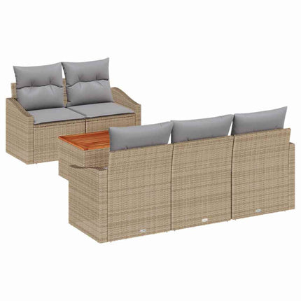 Havesofa Sæt 6 stk. Beige polyrattan