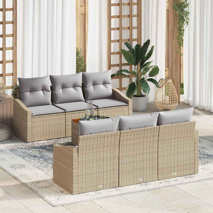 Havesofa Sæt 7 stk. Beige polyrattan