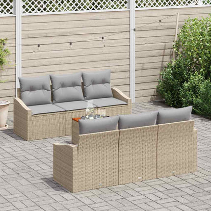 Havesofa Sæt med pude 7 pcs Beige polyrattan