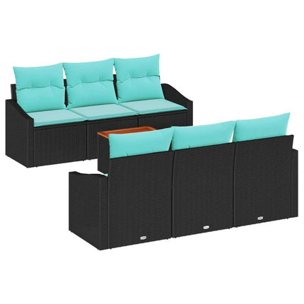 Havesofa Sæt 7 stk. Sort polyrattan