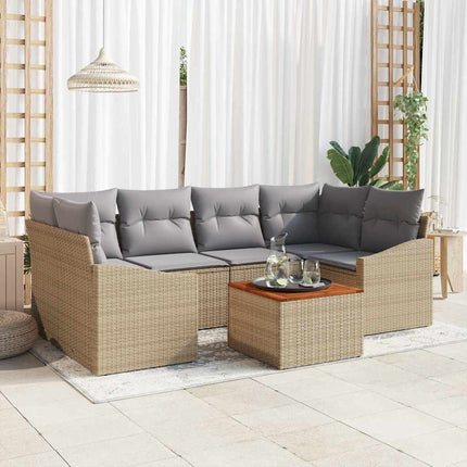 Havesofa Sæt 7 stk. Beige polyrattan