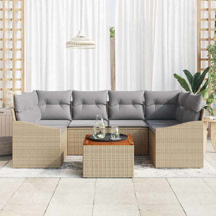 Havesofa Sæt 7 stk. Beige polyrattan