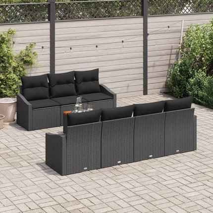 Havesofa Sæt 8 stk. Sort polyrattan