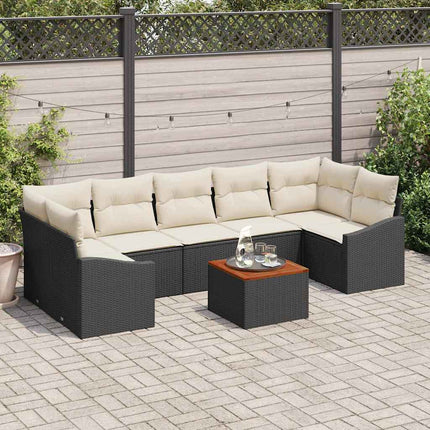 Havesofa Sæt 8 stk. Sort polyrattan