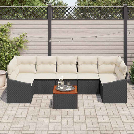 Havesofa Sæt 8 stk. Sort polyrattan