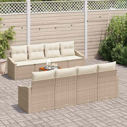 Havesofa Sæt med pude 9 pcs Beige polyrattan