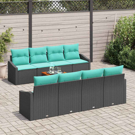 Havesofa Sæt 9 stk. Sort polyrattan