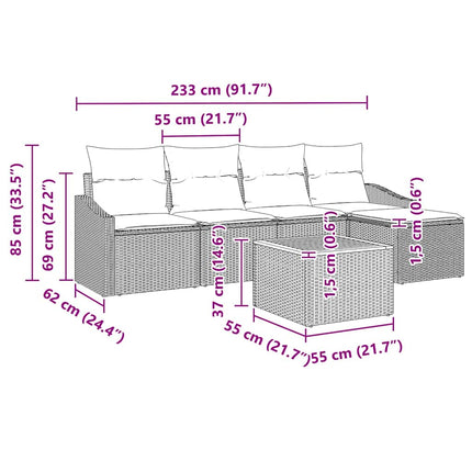 Havesofa Sæt 6 stk. Beige polyrattan