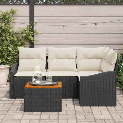 Havesofa Sæt 5 stk. Sort polyrattan