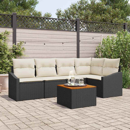 Havesofa Sæt 6 stk. Sort polyrattan
