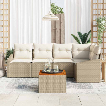 Havesofa Sæt 6 stk. Beige polyrattan