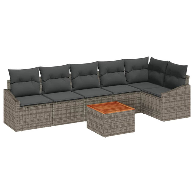 Havesofa Sæt med pude 7 pcs Grå polyrattan