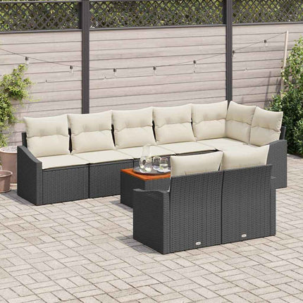 Havesofa Sæt med pude 9 pcs Sort polyrattan