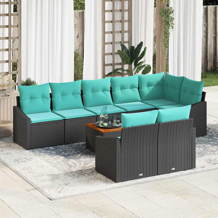 Havesofa Sæt 9 stk. Sort polyrattan