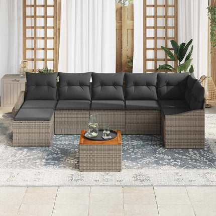 Havesofa Sæt med pude 8 pcs Grå polyrattan