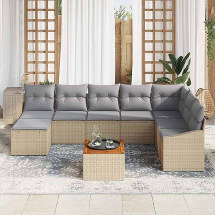 Havesofa Sæt 9 stk. Beige polyrattan
