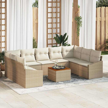Havesofa Sæt 10 stk. Beige polyrattan