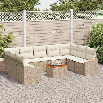 Havesofa Sæt 10 stk. Beige polyrattan