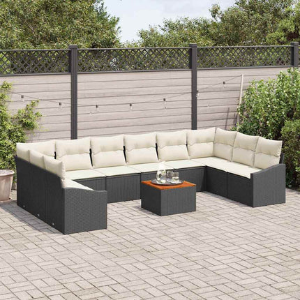 Havesofa Sæt 11 stk. Sort polyrattan