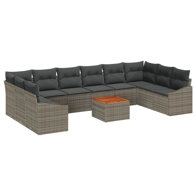 Havesofa Sæt med pude 11 pcs Grå polyrattan