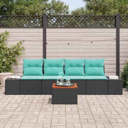 Havesofa Sæt 5 stk. Sort polyrattan