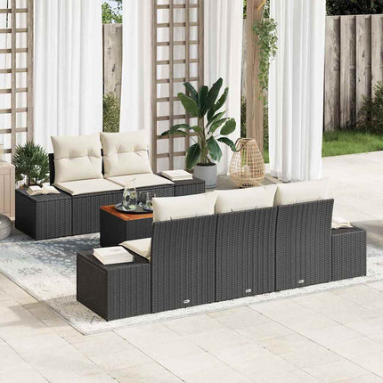 Havesofa Sæt 6 stk. Sort polyrattan