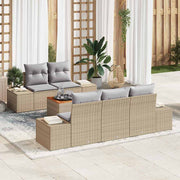 Havesofa Sæt med pude 6 pcs Beige polyrattan