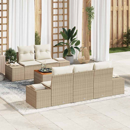 Havesofa Sæt med pude 6 pcs Beige polyrattan