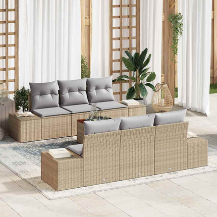 Havesofa Sæt 7 stk. Beige polyrattan