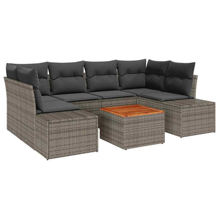 Havesofa Sæt 7 stk. Grå polyrattan