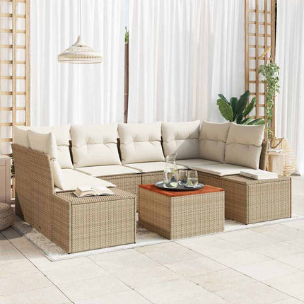 Havesofa Sæt med pude 7 pcs Beige polyrattan