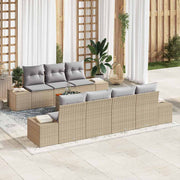 Havesofa Sæt med pude 8 pcs Beige polyrattan