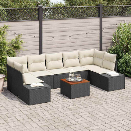 Havesofa Sæt 8 stk. Sort polyrattan