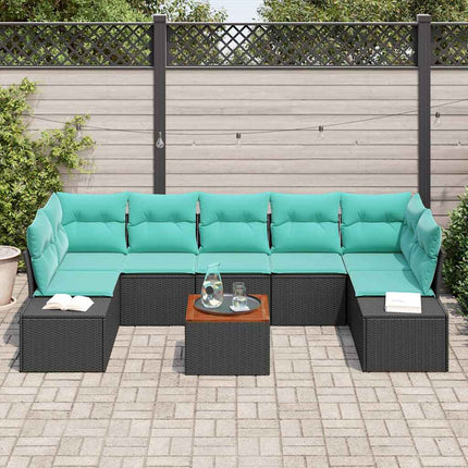 Havesofa Sæt 8 stk. Sort polyrattan