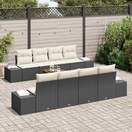 Havesofa Sæt 9 stk. Sort polyrattan