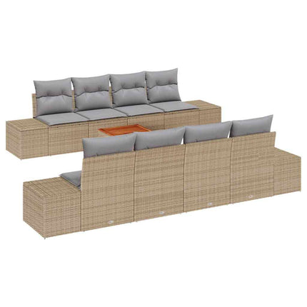 Havesofa Sæt 9 stk. Beige polyrattan