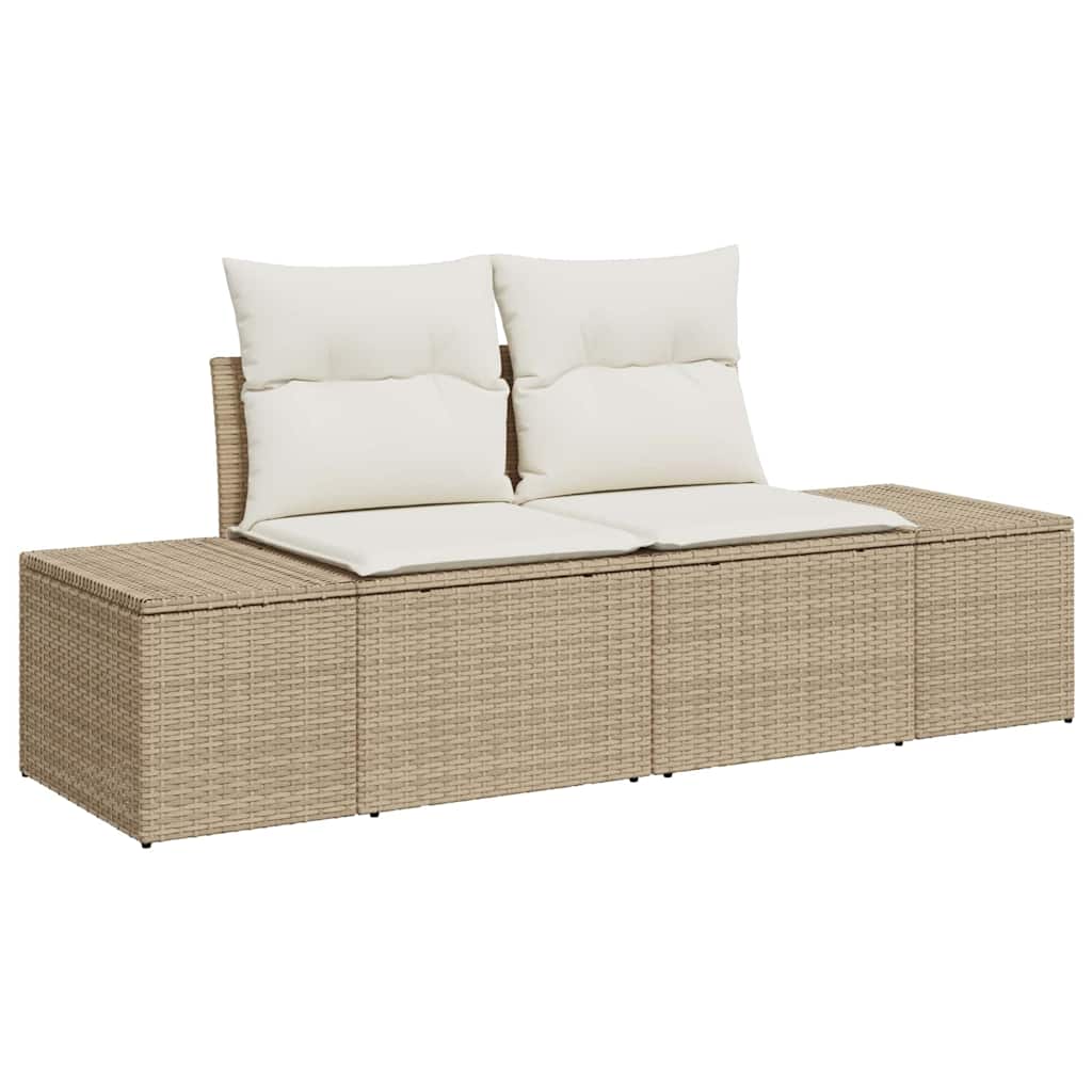Havesofa Sæt med pude 9 pcs Beige polyrattan
