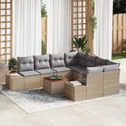 Havesofa Sæt med pude 9 pcs Beige polyrattan