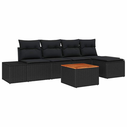 Havesofa Sæt 6 stk. Sort polyrattan